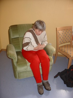 denied the right to even go for a walk with my mom (her sister) or myself for 2.5 years, sadly sitting on the chair