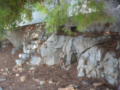 proposed location of the bench and existing rough steps